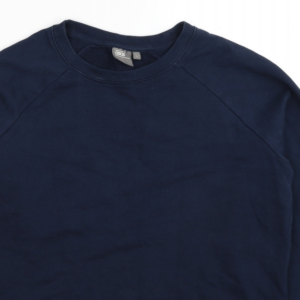 ASOS Mens Blue Cotton Pullover Sweatshirt Size L