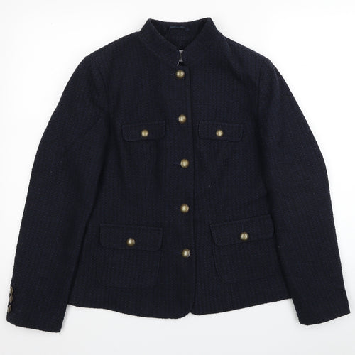 Per Una Womens Blue Pea Coat Coat Size 10 Button