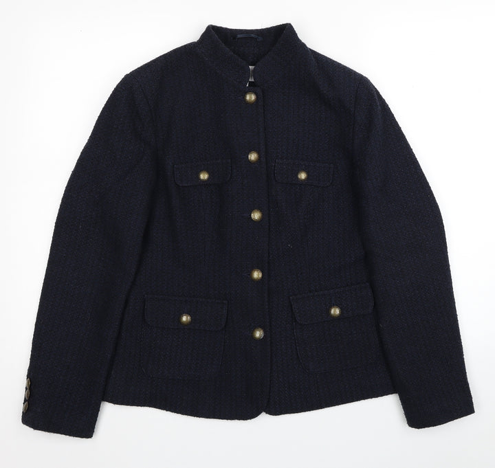 Per Una Womens Blue Pea Coat Coat Size 10 Button