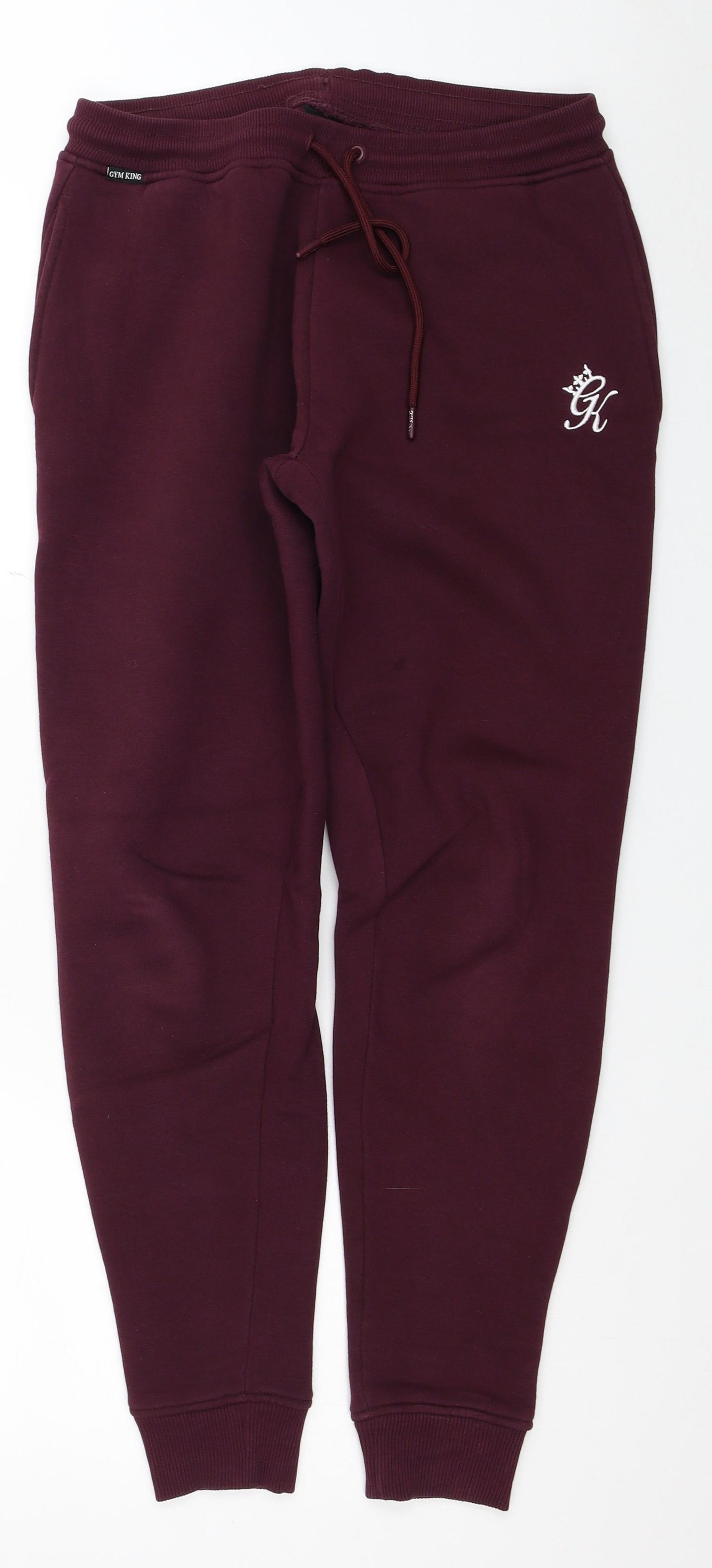 Gym King Mens Red Cotton Jogger Trousers Size M L28 in Regular Drawstring