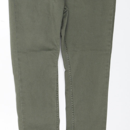NEXT Womens Green Cotton Skinny Jeans Size 14 L29 in Regular Zip