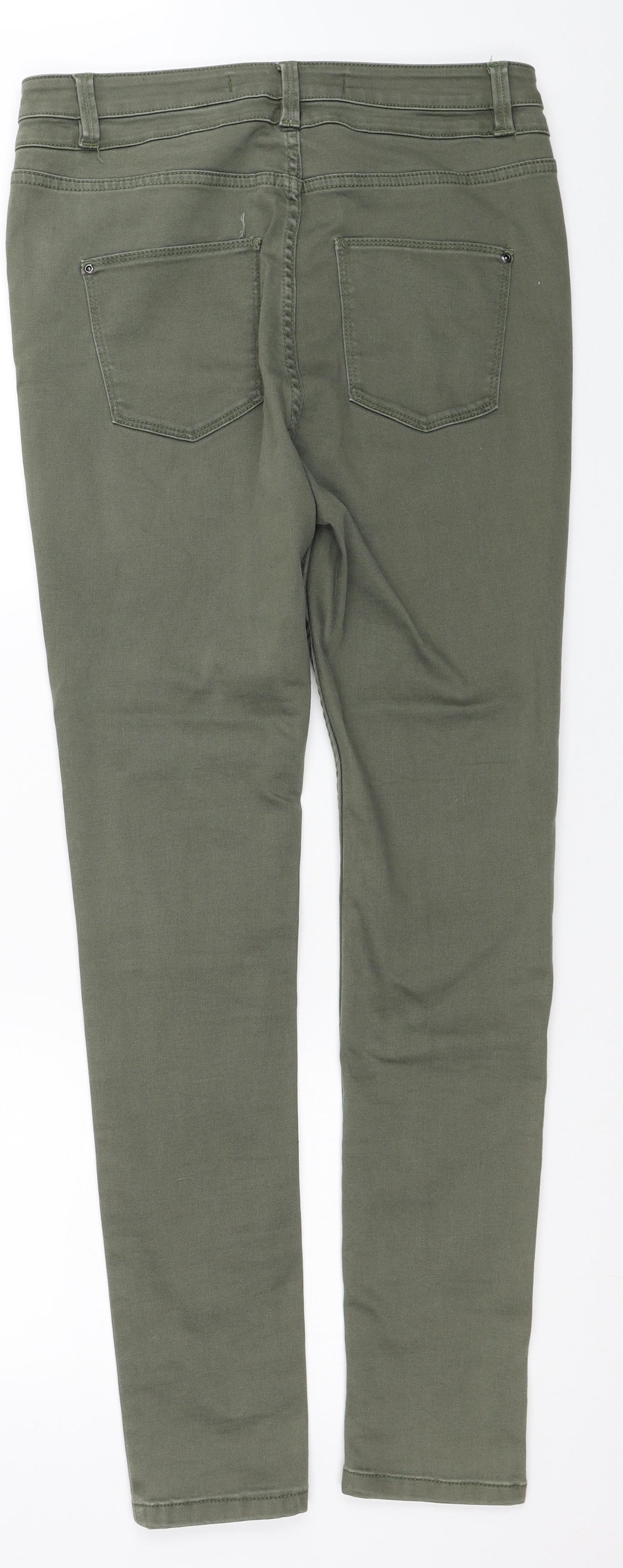 NEXT Womens Green Cotton Skinny Jeans Size 14 L29 in Regular Zip