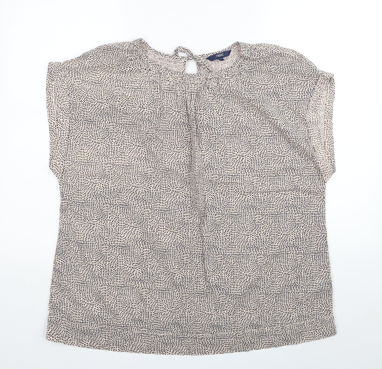 NEXT Womens Beige Geometric Cotton Basic T-Shirt Size 16 Boat Neck