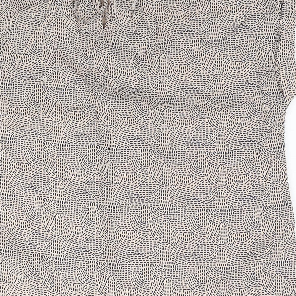 NEXT Womens Beige Geometric Cotton Basic T-Shirt Size 16 Boat Neck