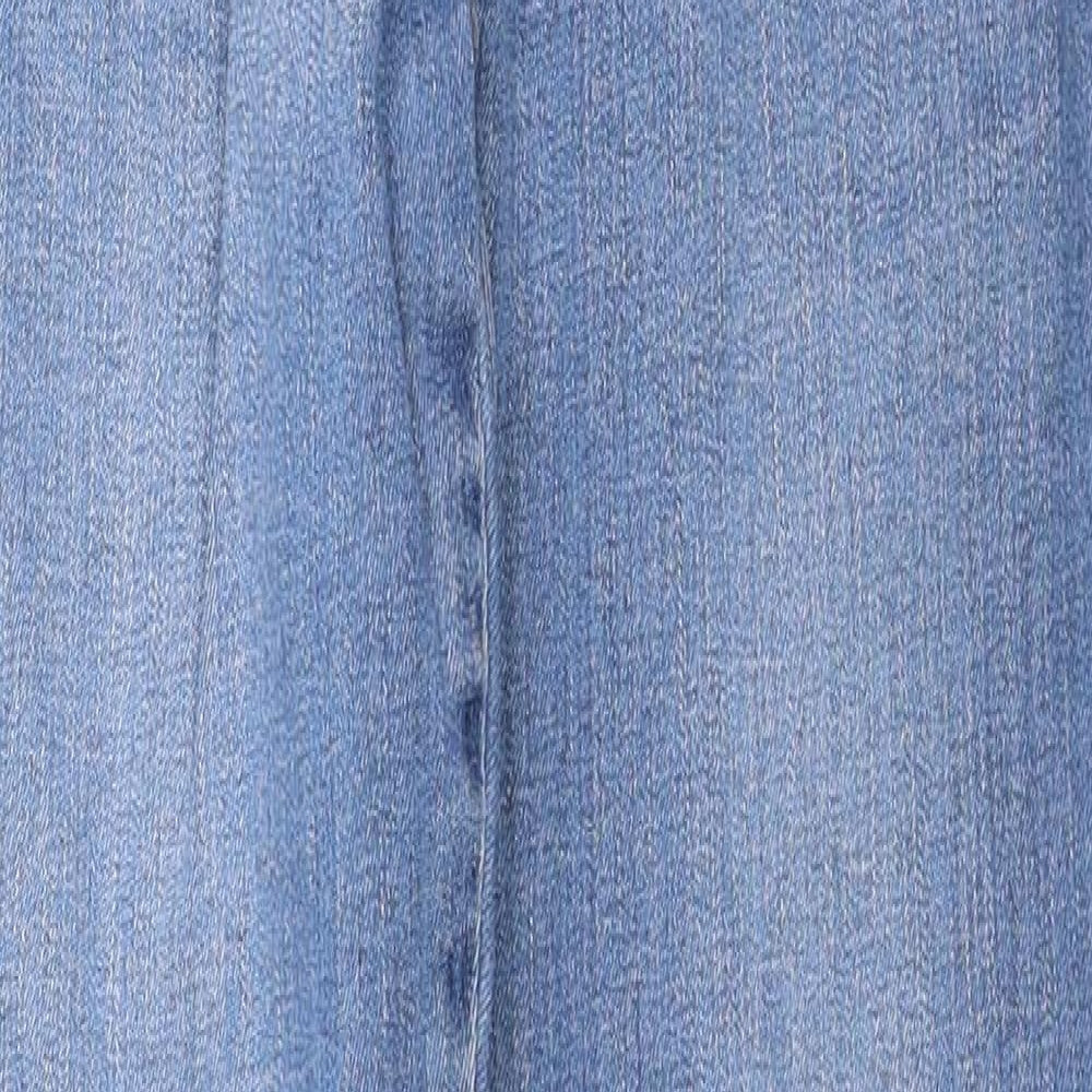 F&F Womens Blue Cotton Straight Jeans Size 12 L29 in Regular Zip