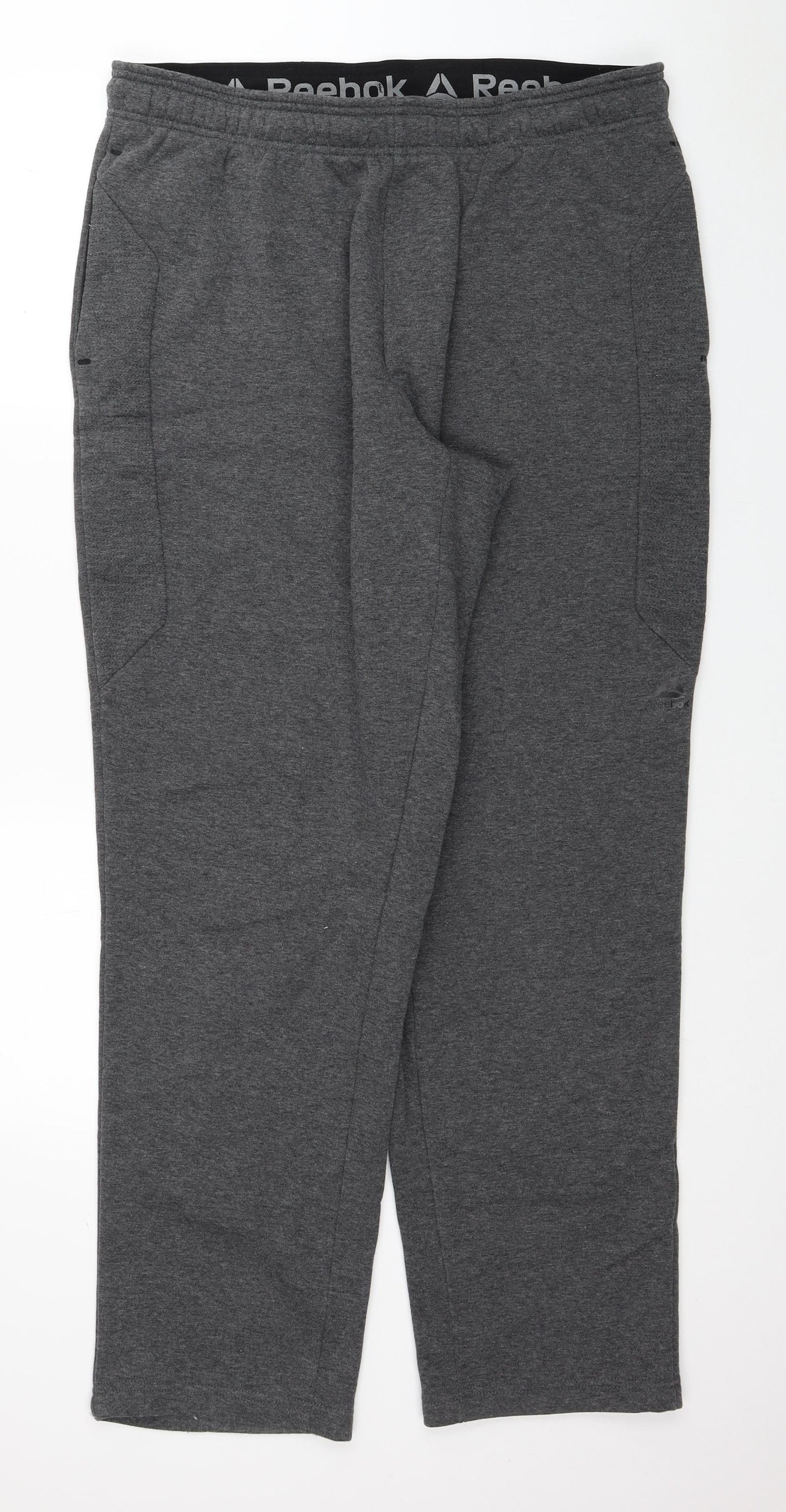 Reebok Mens Grey Cotton Jogger Trousers Size XL L31 in Regular