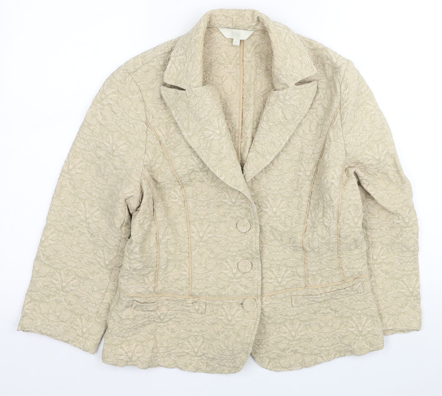 Marks and Spencer Womens Beige Jacket Blazer Size M Button - Textured