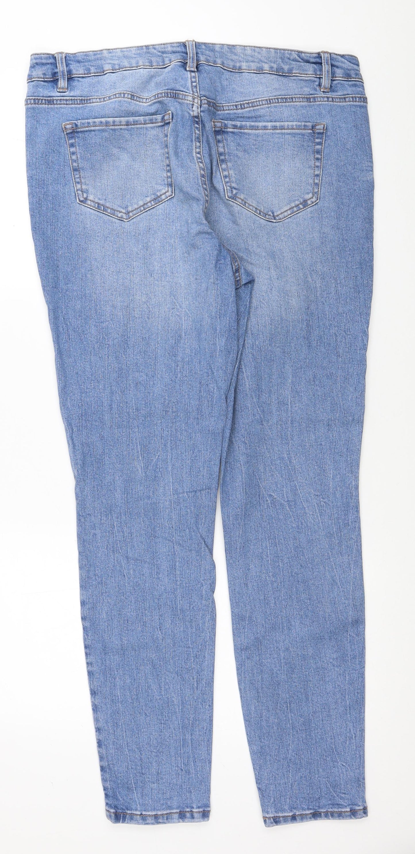 George Mens Blue Cotton Skinny Jeans Size 16 L28 in Regular Zip