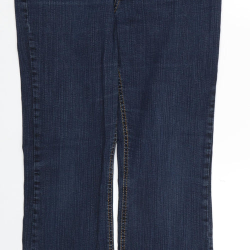 Easy Womens Blue Cotton Bootcut Jeans Size 12 L28 in Regular Zip