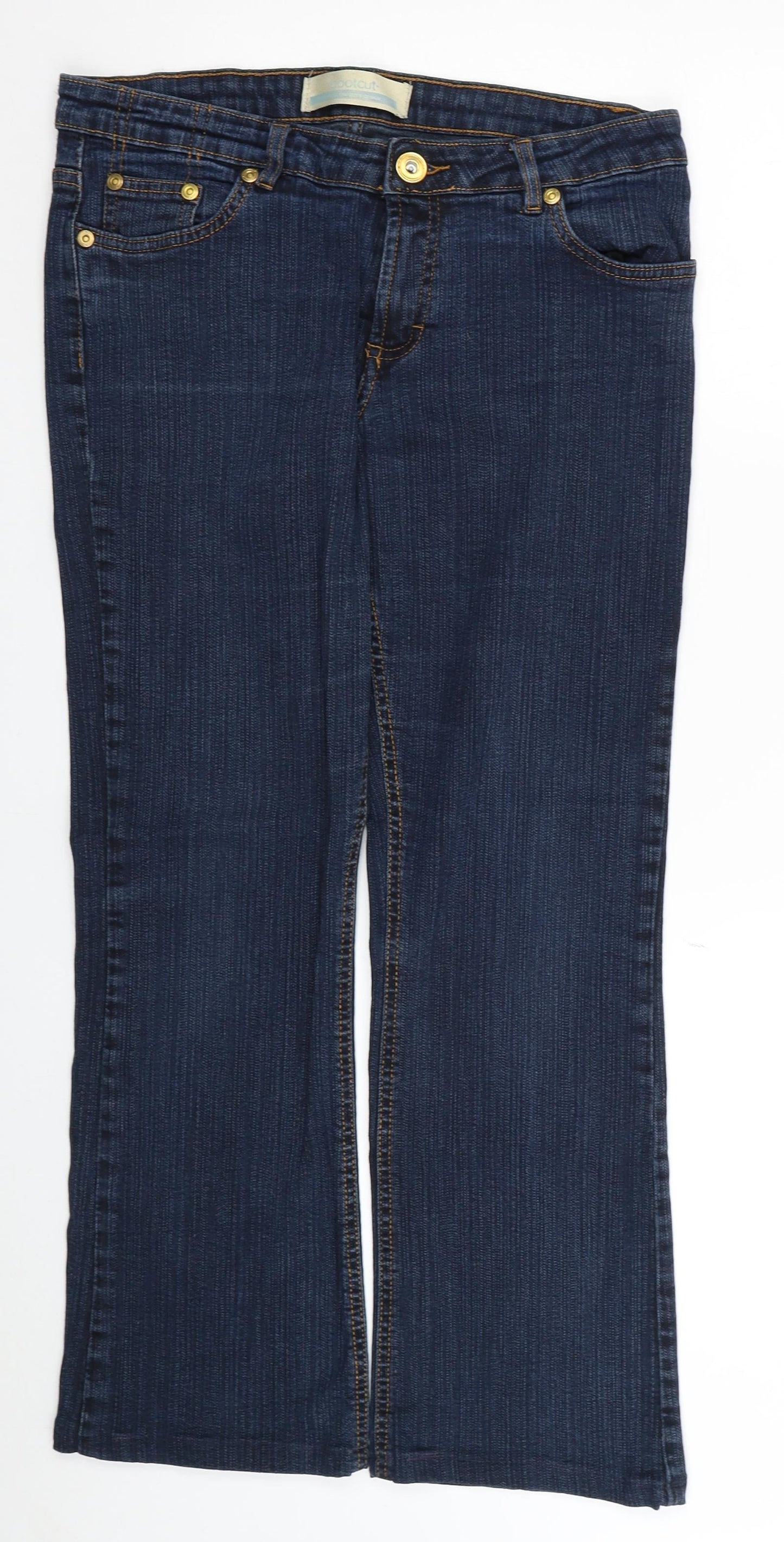 Easy Womens Blue Cotton Bootcut Jeans Size 12 L28 in Regular Zip