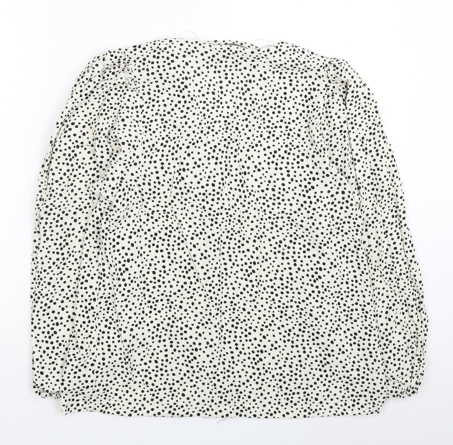 Marks and Spencer Womens Ivory Animal Print Viscose Basic Button-Up Size 14 V-Neck