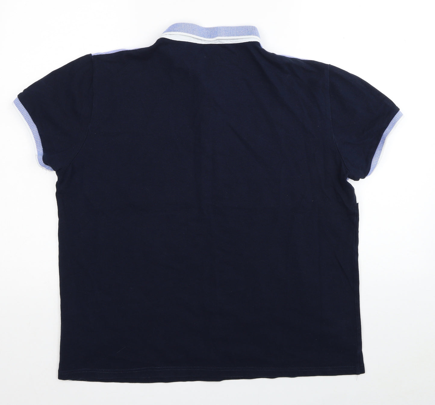 Primark Mens Blue Colourblock Cotton Polo Size L Collared Pullover