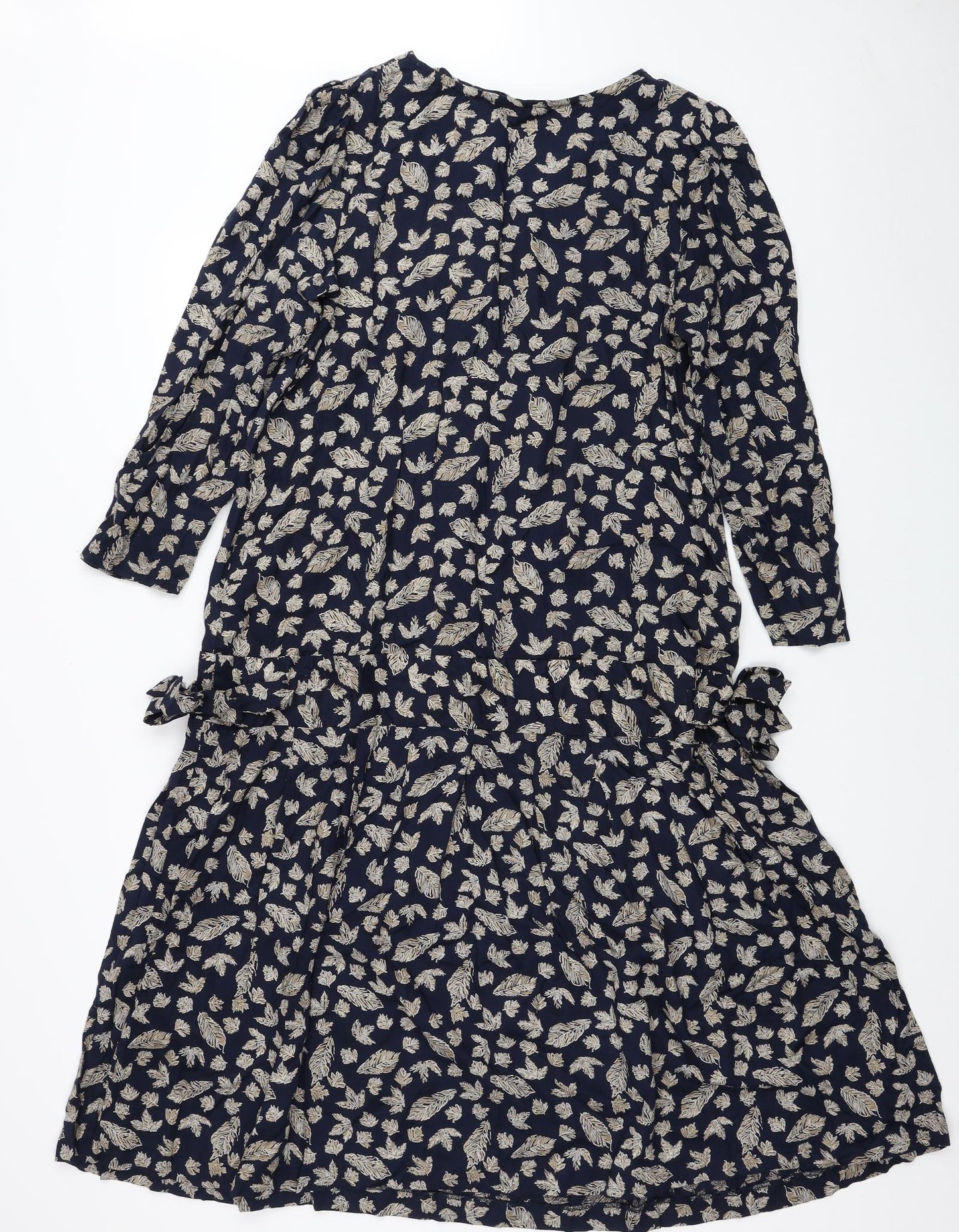 BHS Womens Blue Floral Viscose Trapeze & Swing Size 10 Boat Neck Pullover - Size 10-12