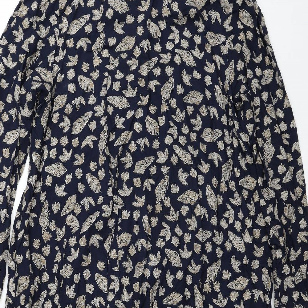 BHS Womens Blue Floral Viscose Trapeze & Swing Size 10 Boat Neck Pullover - Size 10-12