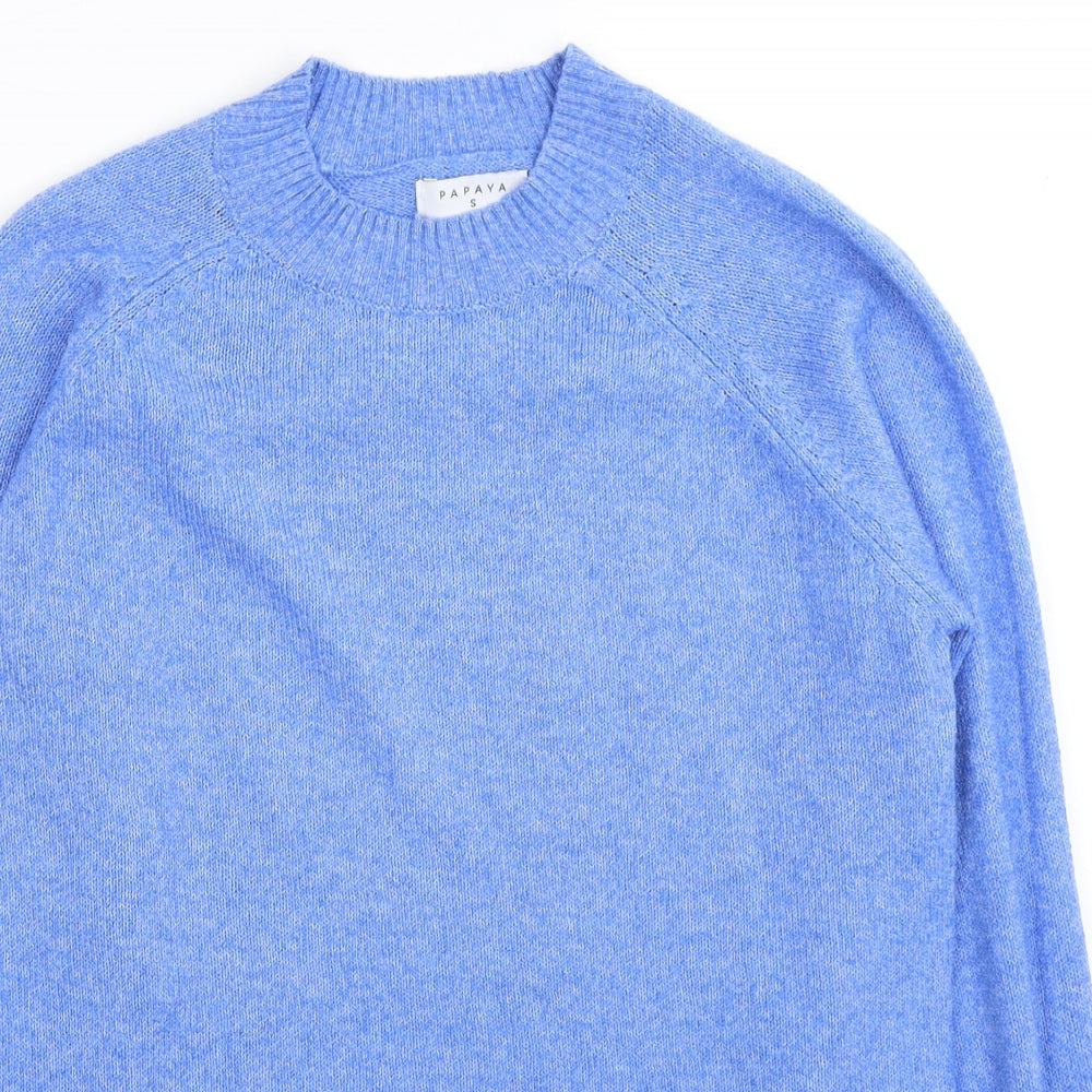 Papaya Womens Blue Round Neck Polyester Pullover Jumper Size S