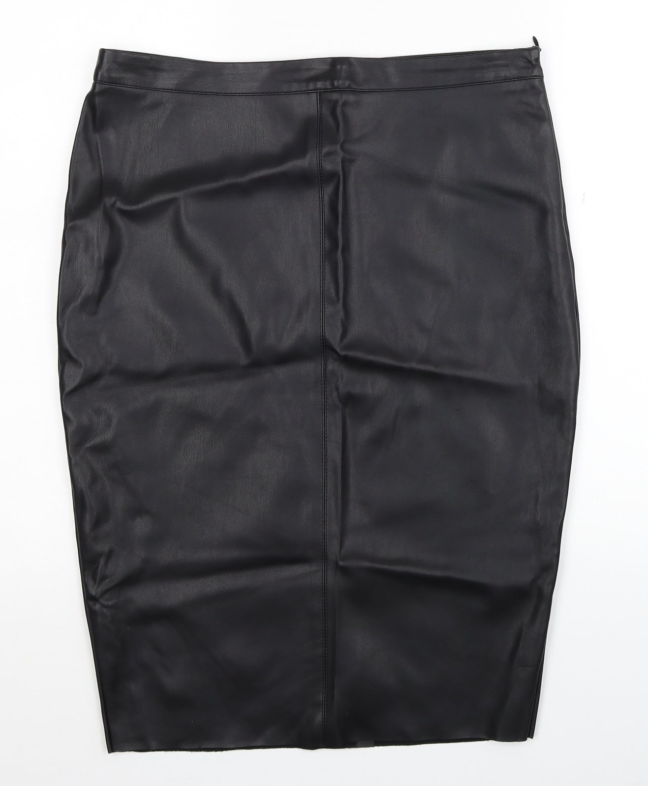 Primark Womens Black Polyethylene Straight & Pencil Skirt Size 14 Zip