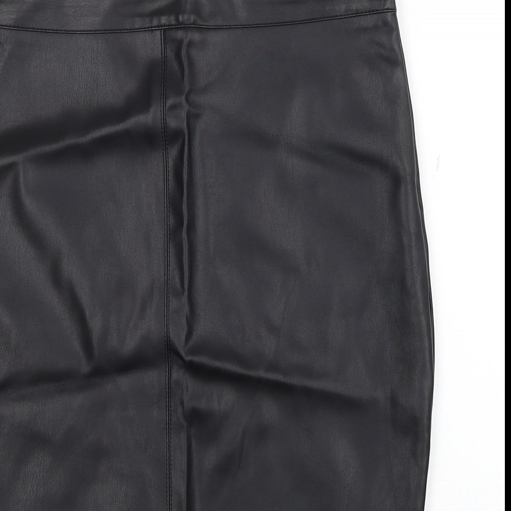 Primark Womens Black Polyethylene Straight & Pencil Skirt Size 14 Zip