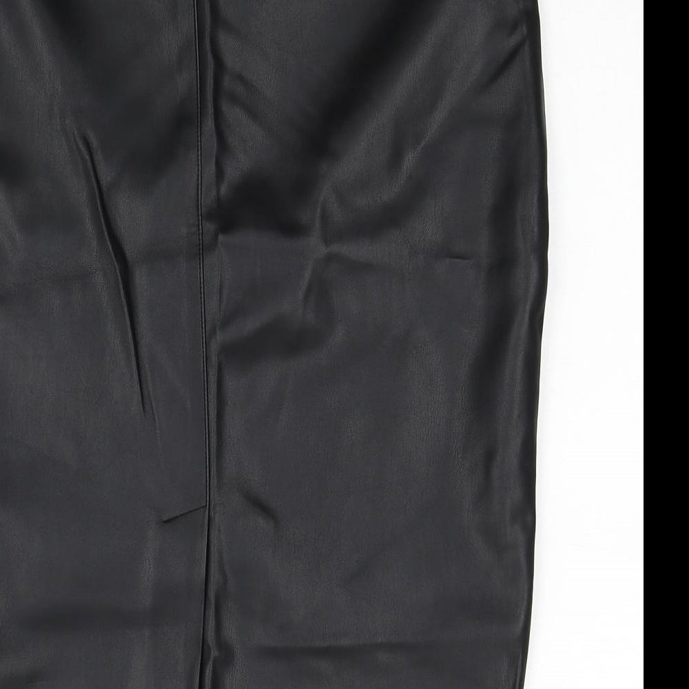 Primark Womens Black Polyethylene Straight & Pencil Skirt Size 14 Zip