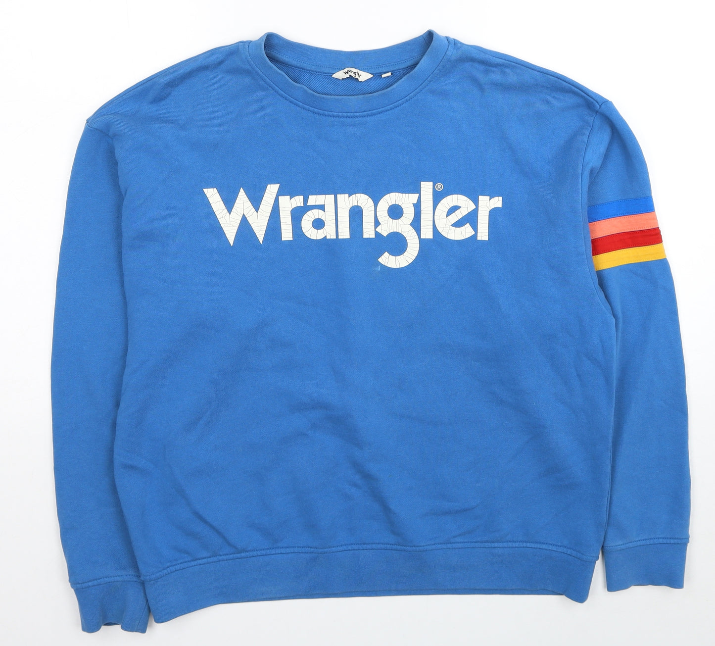 Wrangler Womens Blue Striped Cotton Pullover Sweatshirt Size M Pullover