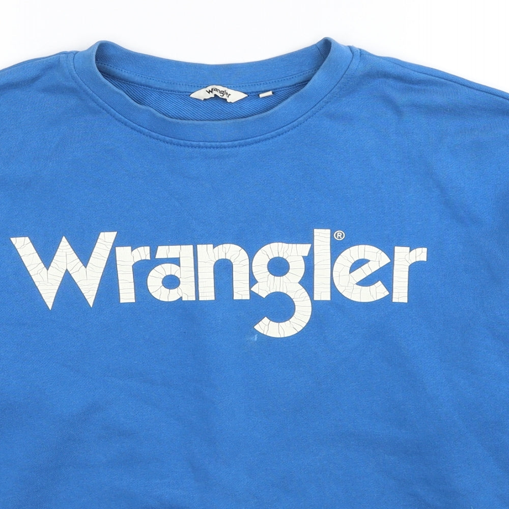 Wrangler Womens Blue Striped Cotton Pullover Sweatshirt Size M Pullover