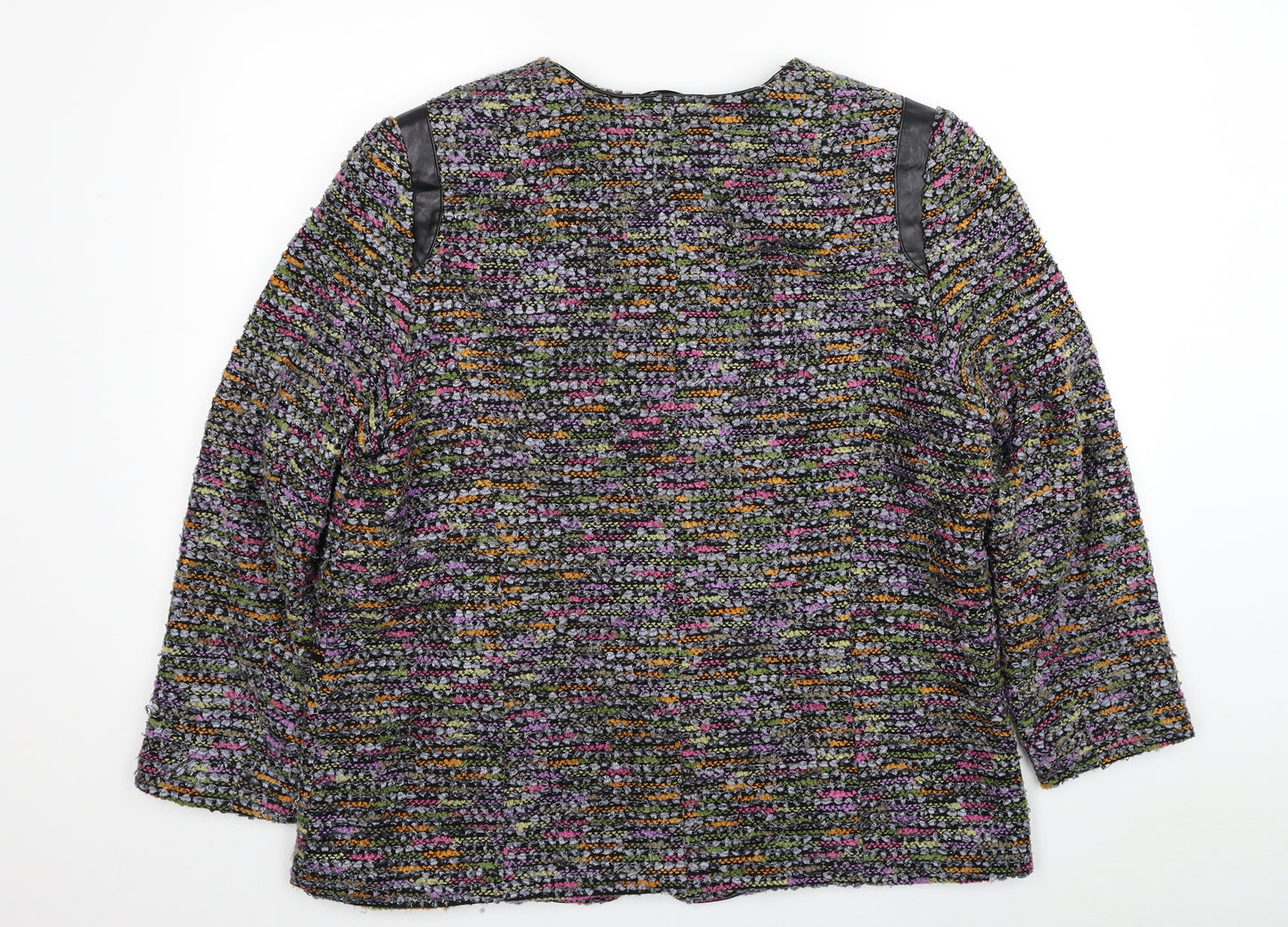 Preworn Womens Multicoloured Striped Jacket Coat Size 18 Zip