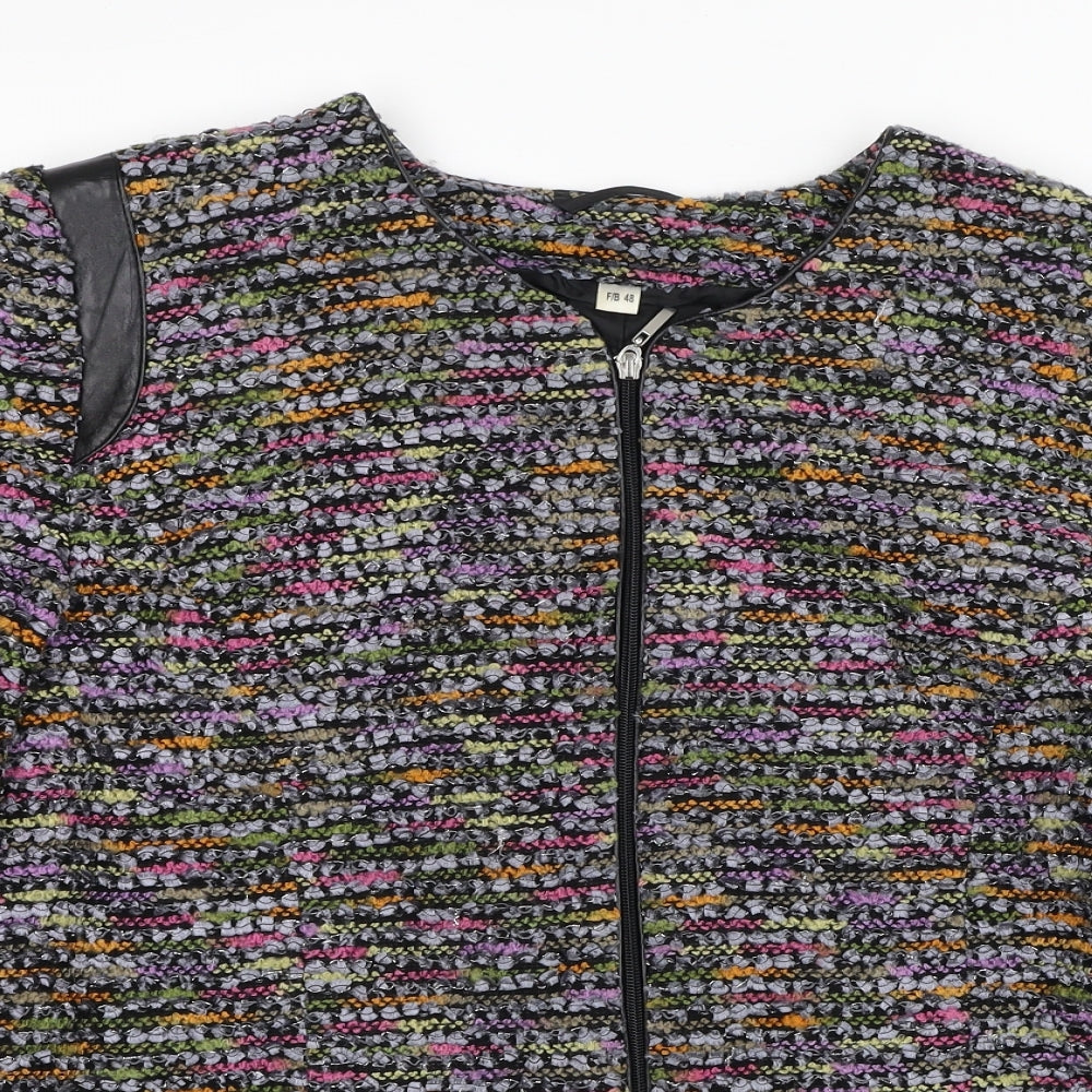 Preworn Womens Multicoloured Striped Jacket Coat Size 18 Zip