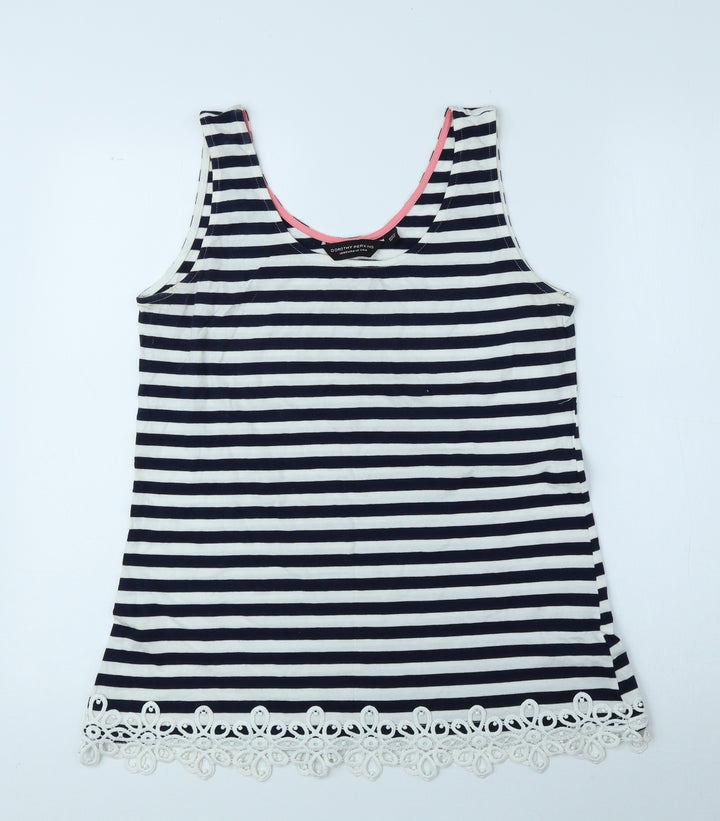 Dorothy Perkins Girls Multicoloured Striped 100% Cotton Jersey Tank Size 14 Years Scoop Neck Pullover