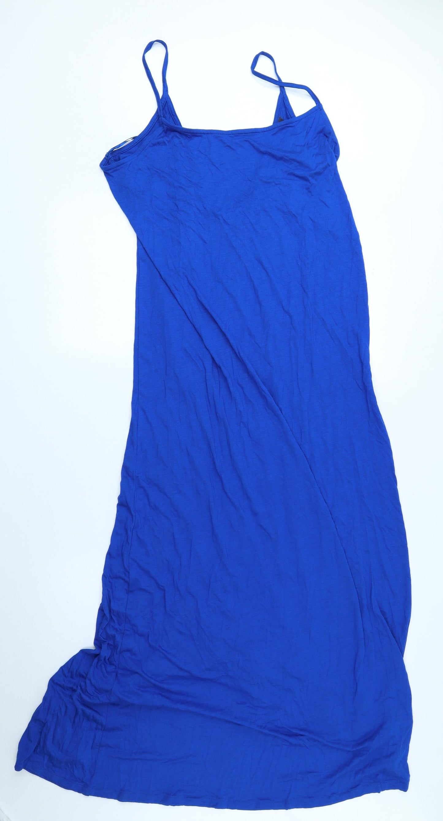 Marks and Spencer Womens Blue Viscose Tank Dress Size 16 Square Neck Pullover