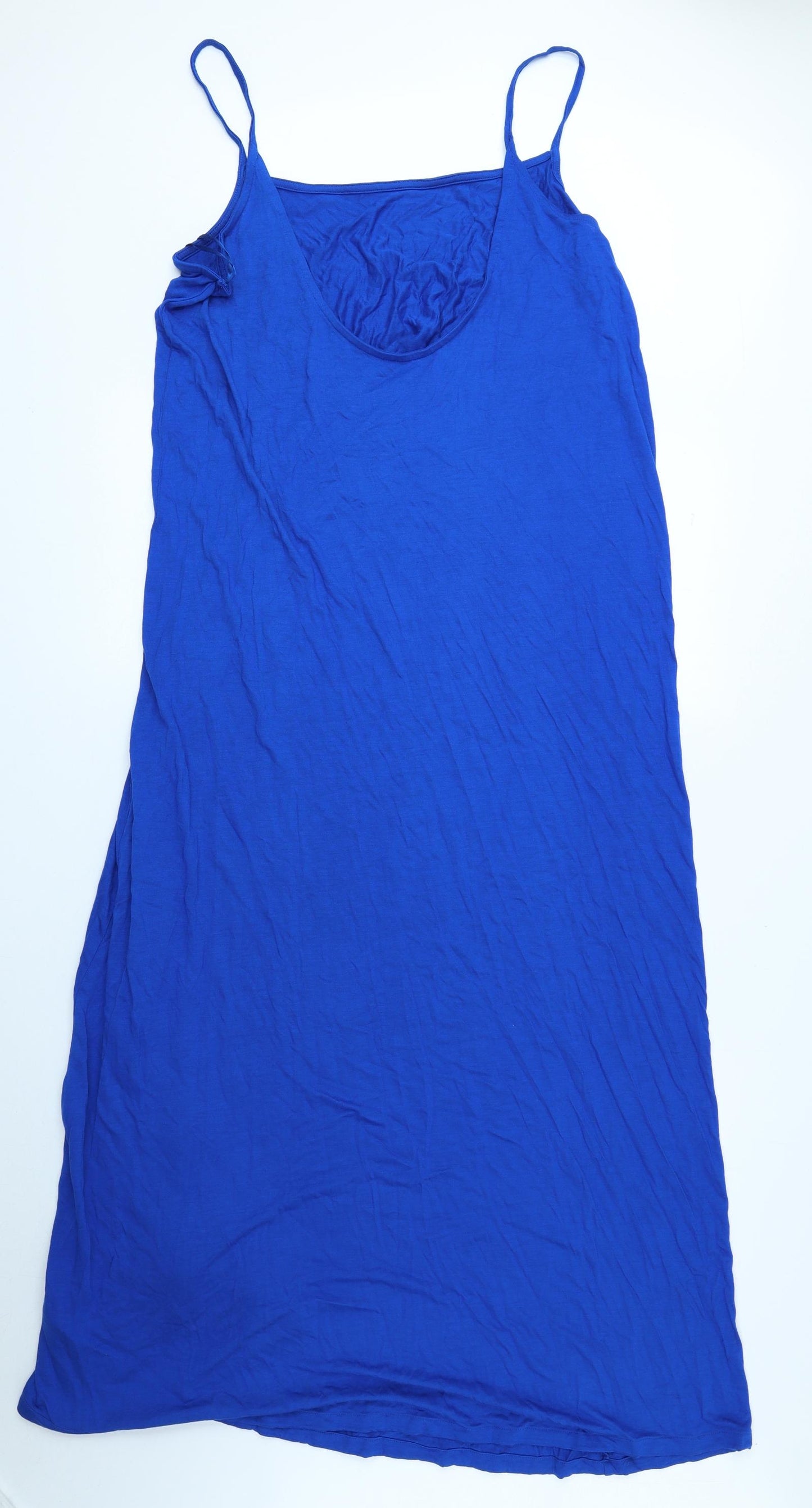 Marks and Spencer Womens Blue Viscose Tank Dress Size 16 Square Neck Pullover