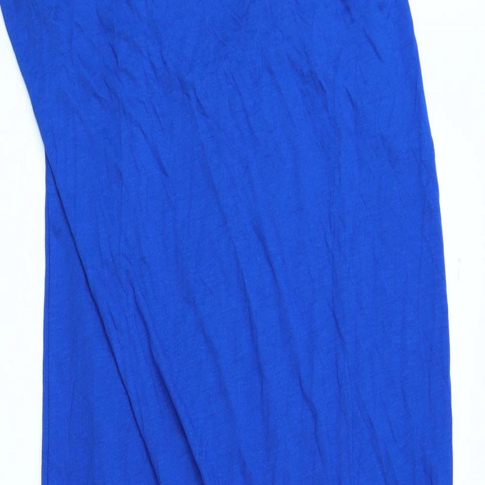 Marks and Spencer Womens Blue Viscose Tank Dress Size 16 Square Neck Pullover
