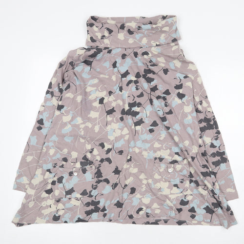 Adini Womens Purple Floral 100% Cotton Jumper Dress Size S Roll Neck Pullover