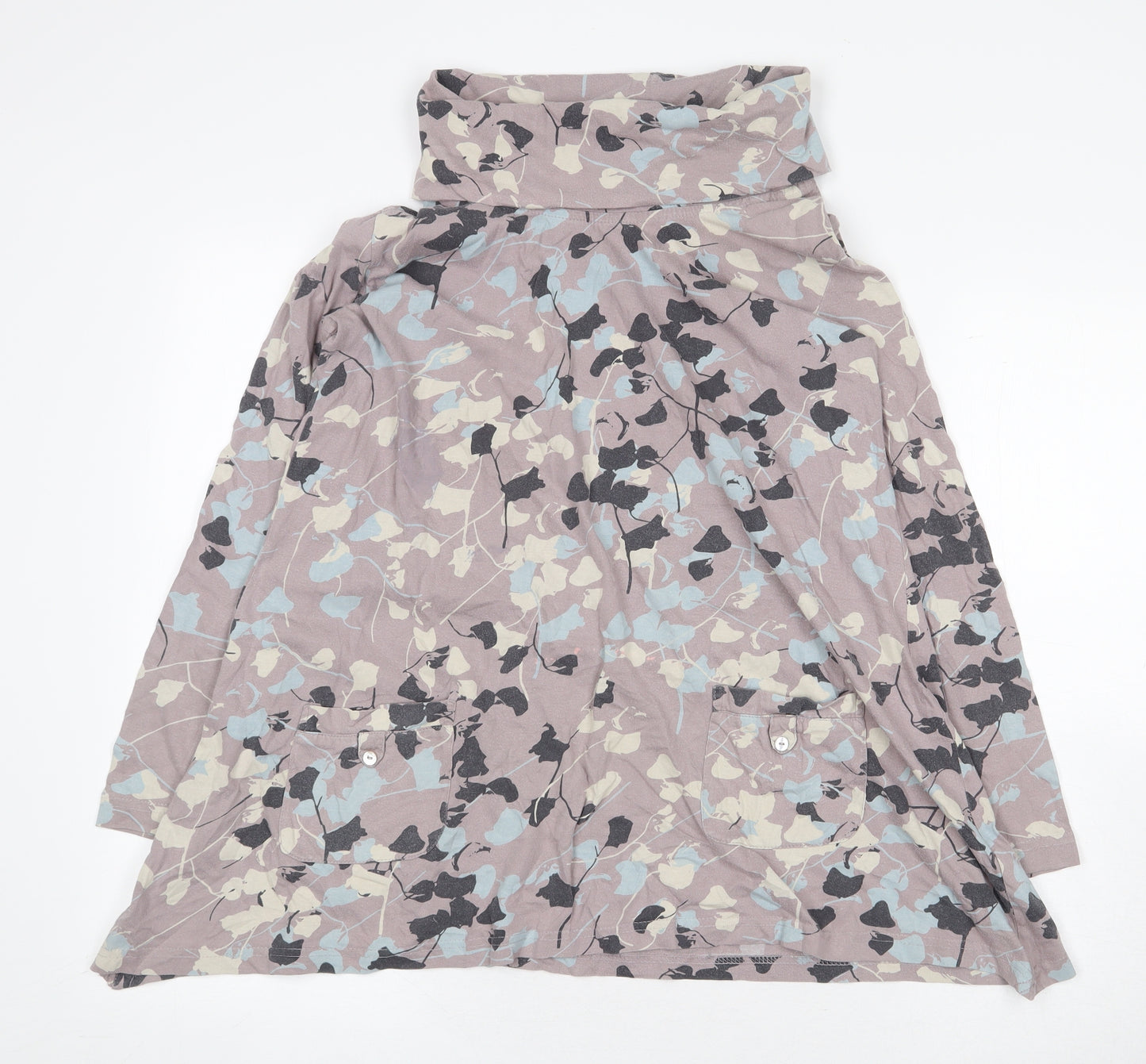 Adini Womens Purple Floral 100% Cotton Jumper Dress Size S Roll Neck Pullover
