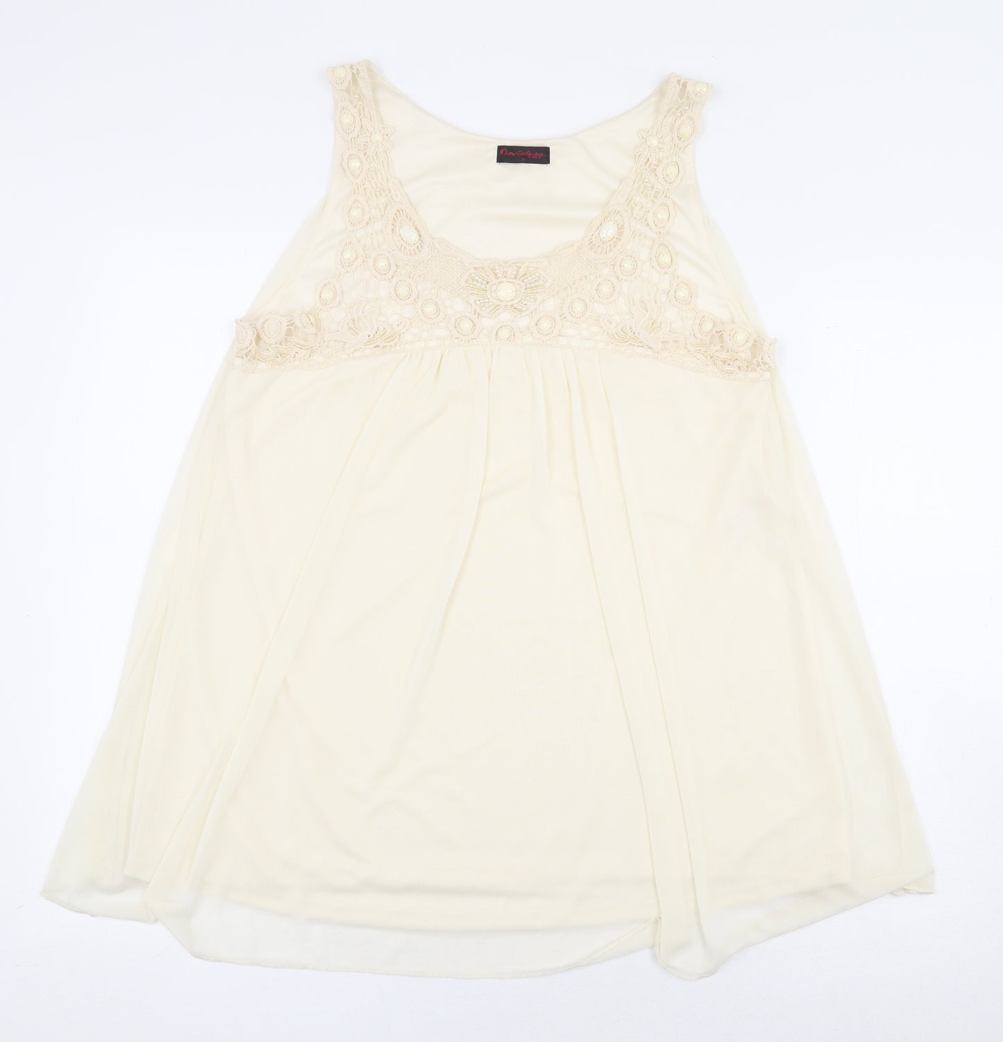 Miss Selfridge Womens White Polyester Basic Blouse Size 14 V-Neck - Cream