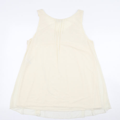 Miss Selfridge Womens White Polyester Basic Blouse Size 14 V-Neck - Cream