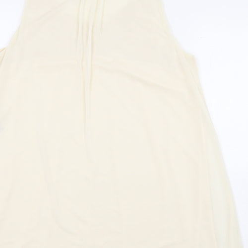 Miss Selfridge Womens White Polyester Basic Blouse Size 14 V-Neck - Cream