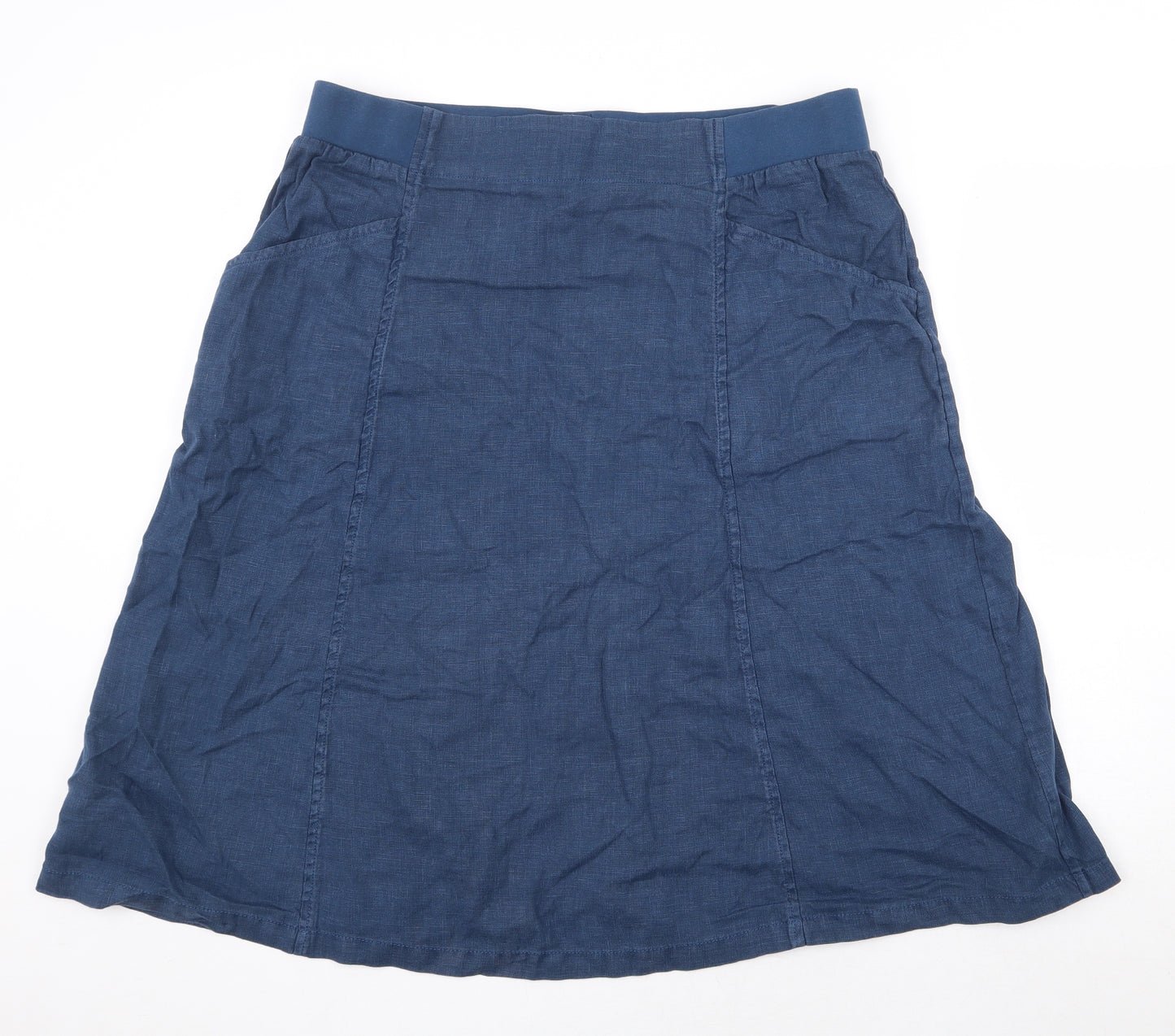 Seasalt Cornwall Womens Blue Linen A-Line Skirt Size 16