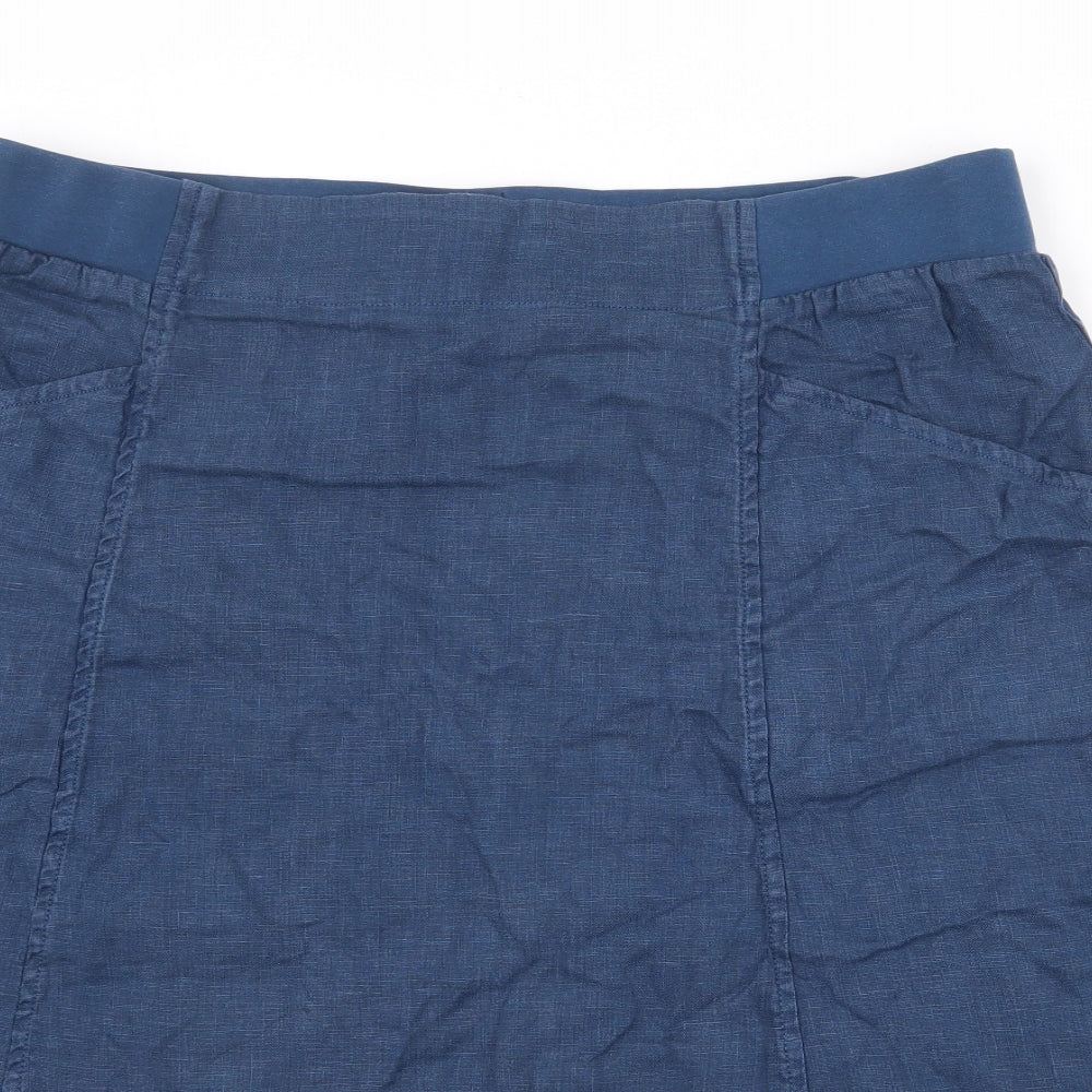 Seasalt Cornwall Womens Blue Linen A-Line Skirt Size 16