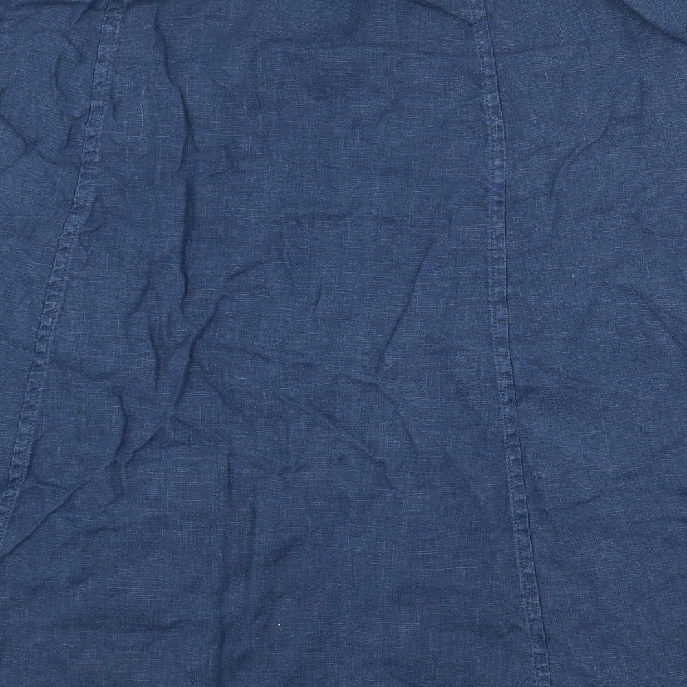 Seasalt Cornwall Womens Blue Linen A-Line Skirt Size 16