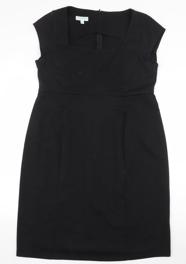 JoJo Maman Bébé Womens Black Viscose A-Line Size 14 Square Neck Zip