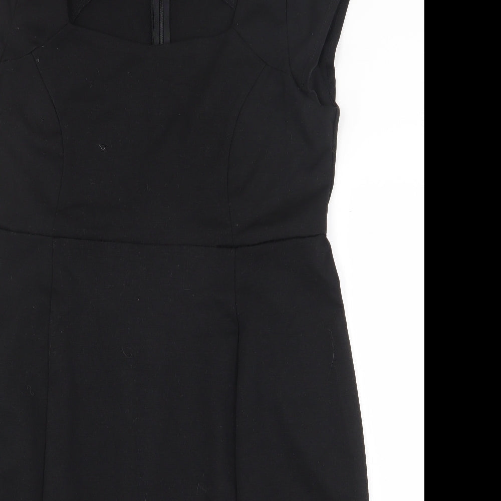 JoJo Maman Bébé Womens Black Viscose A-Line Size 14 Square Neck Zip