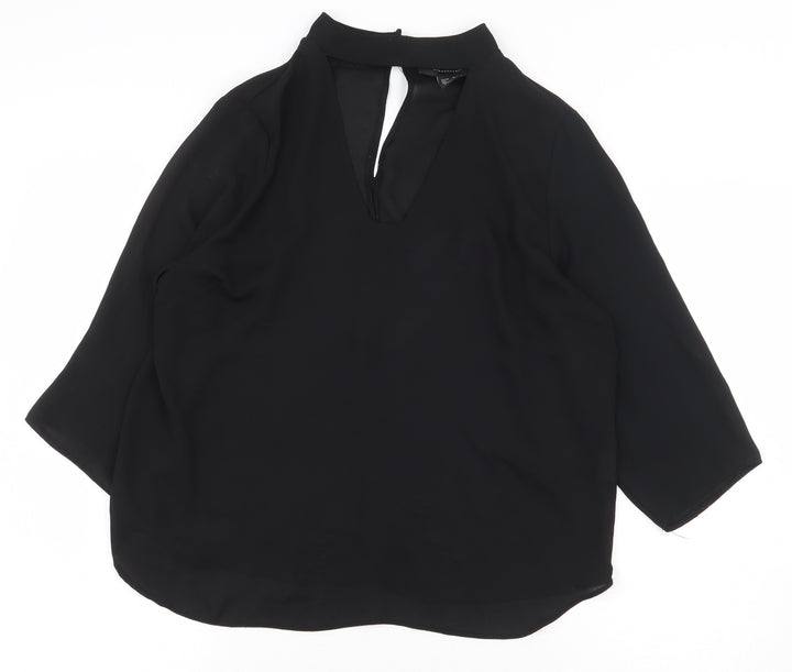 Atmosphere Womens Black Polyester Basic Blouse Size 10 Mock Neck