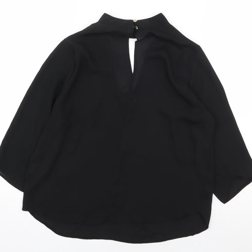 Atmosphere Womens Black Polyester Basic Blouse Size 10 Mock Neck