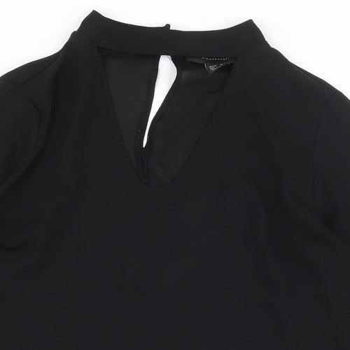 Atmosphere Womens Black Polyester Basic Blouse Size 10 Mock Neck
