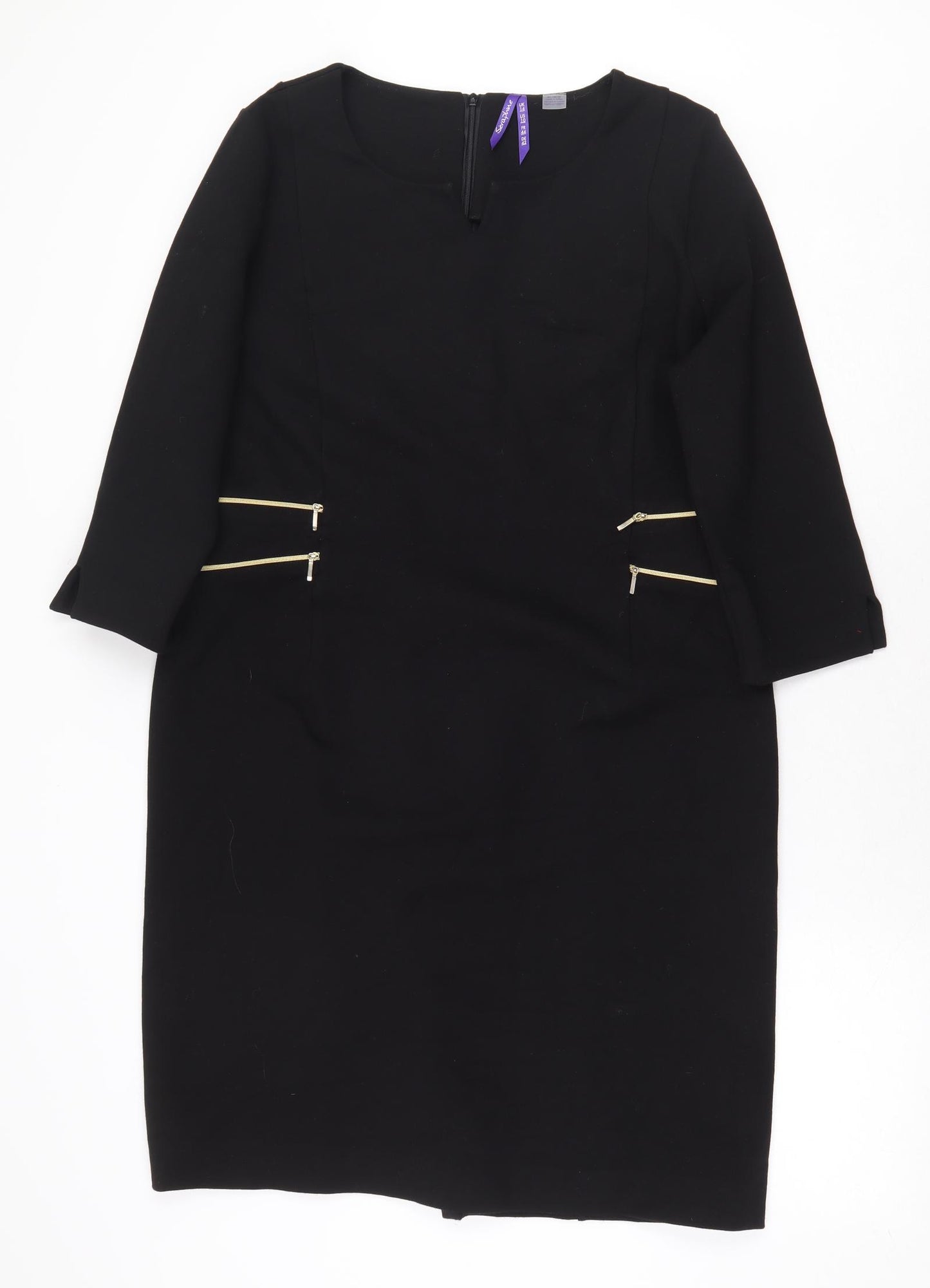Seraphine Womens Black Viscose A-Line Size 14 V-Neck Zip