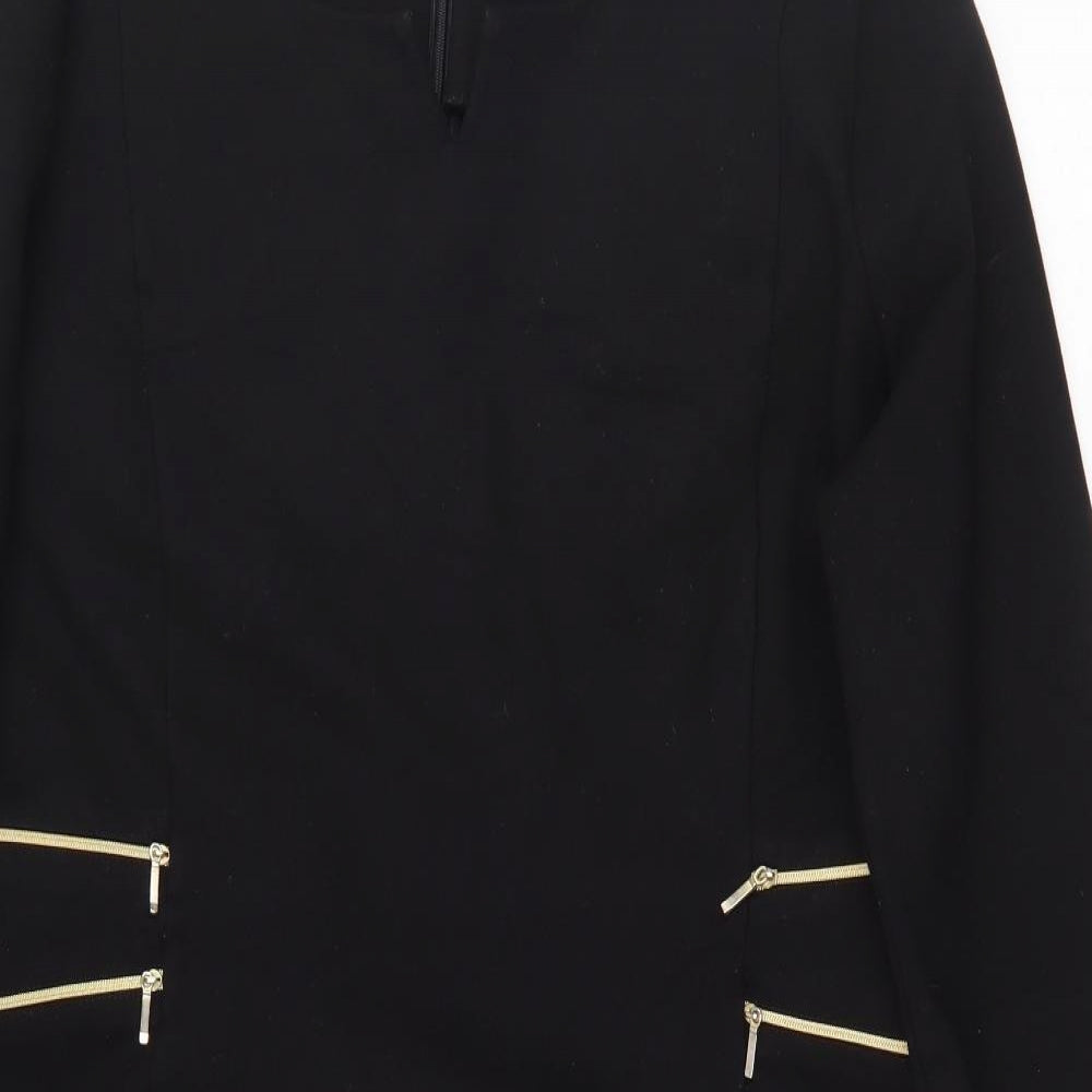 Seraphine Womens Black Viscose A-Line Size 14 V-Neck Zip