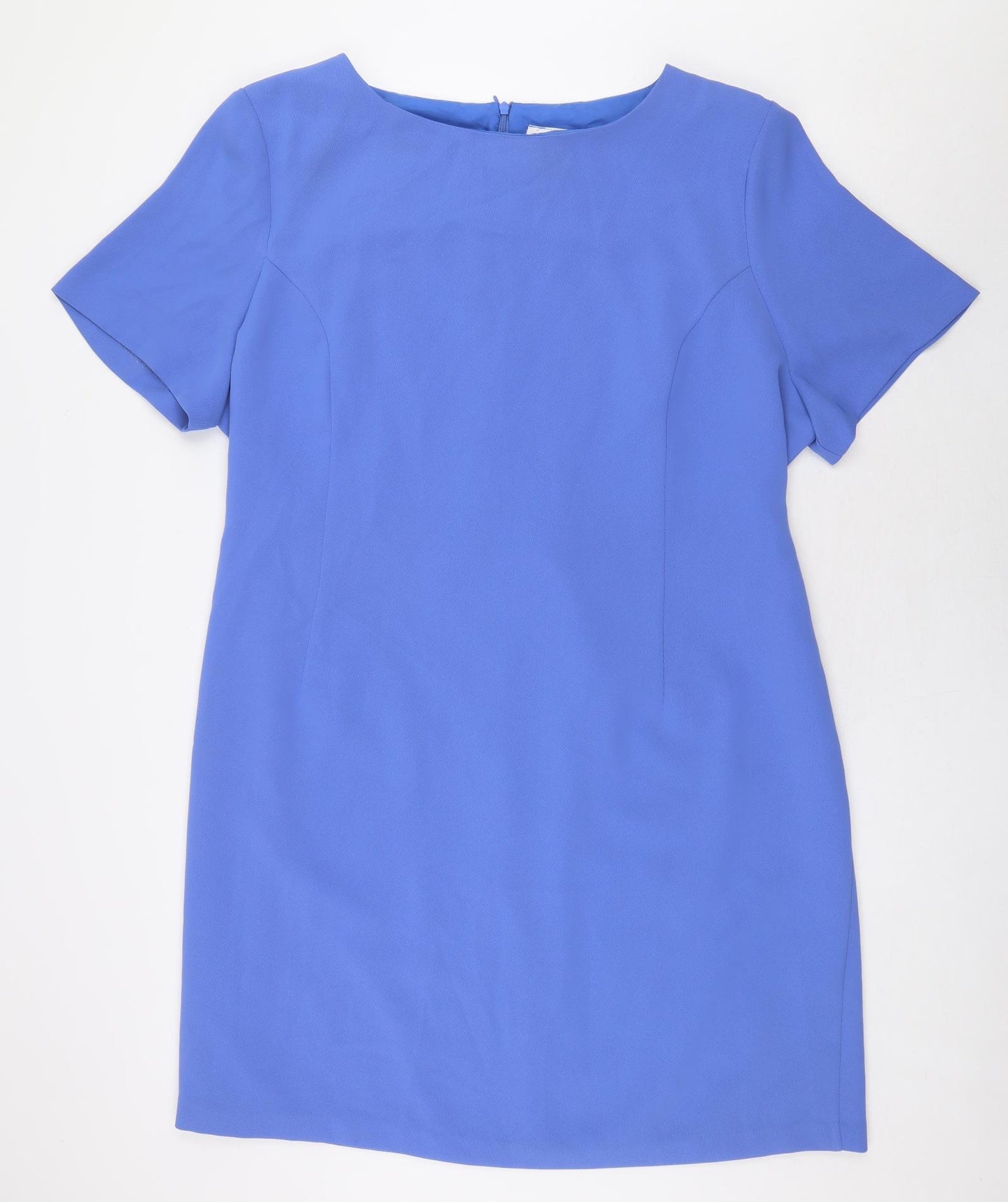 Style Unlimited Womens Blue Polyester Sheath Size 26 Boat Neck Zip