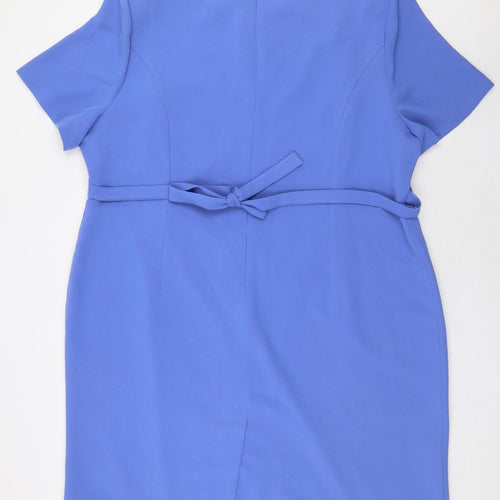 Style Unlimited Womens Blue Polyester Sheath Size 26 Boat Neck Zip
