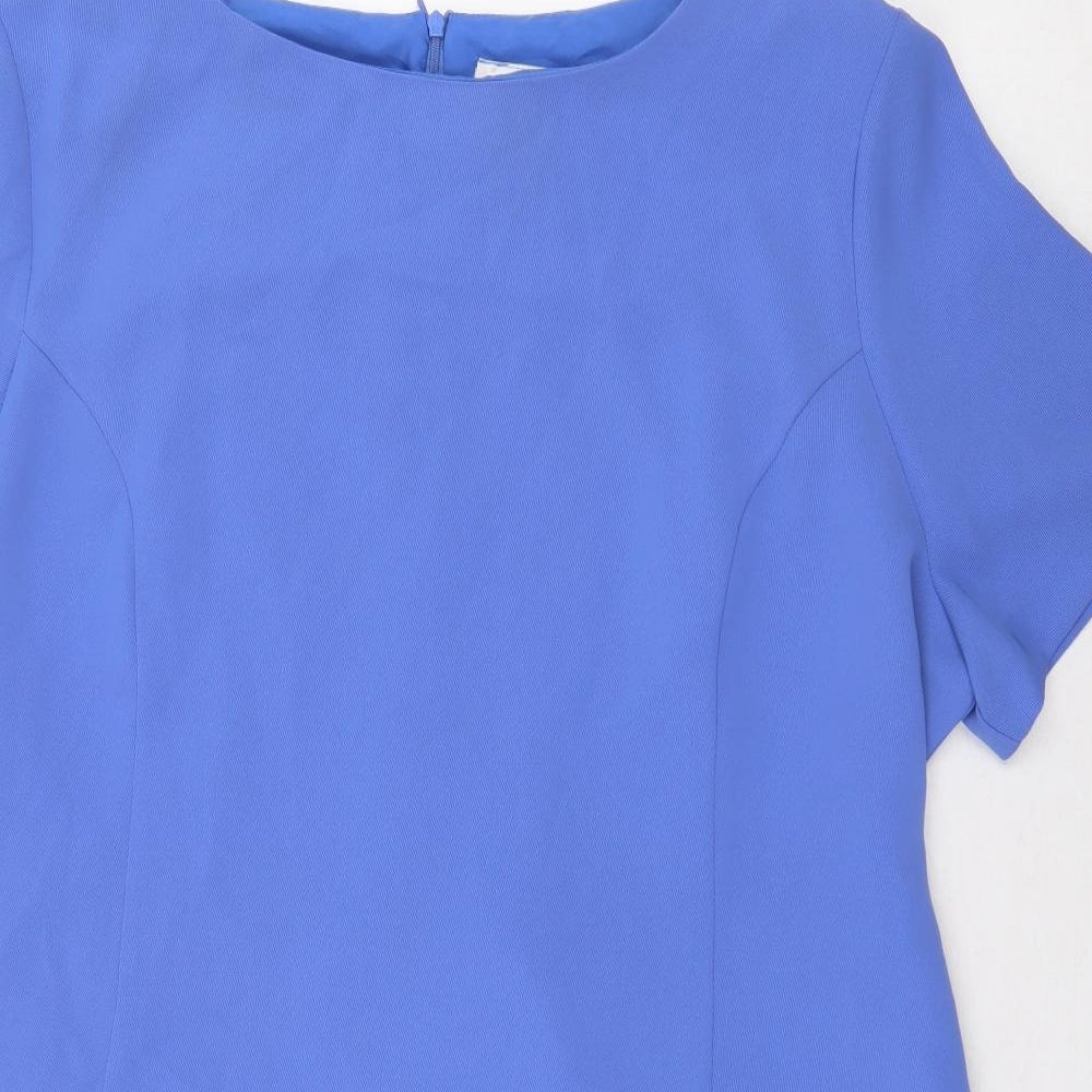 Style Unlimited Womens Blue Polyester Sheath Size 26 Boat Neck Zip