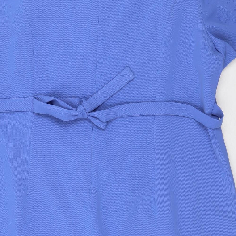 Style Unlimited Womens Blue Polyester Sheath Size 26 Boat Neck Zip