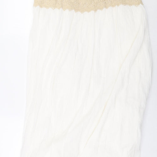 Zara Womens White 100% Cotton Sheath Size M Off the Shoulder Pullover - Lace Detail